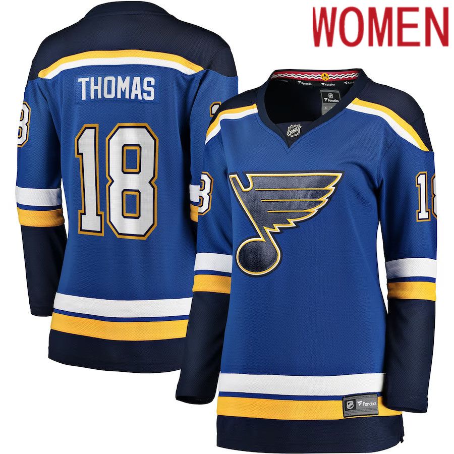 Women St. Louis Blues 18 Robert Thomas Fanatics Branded Blue Home Breakaway Player NHL Jersey